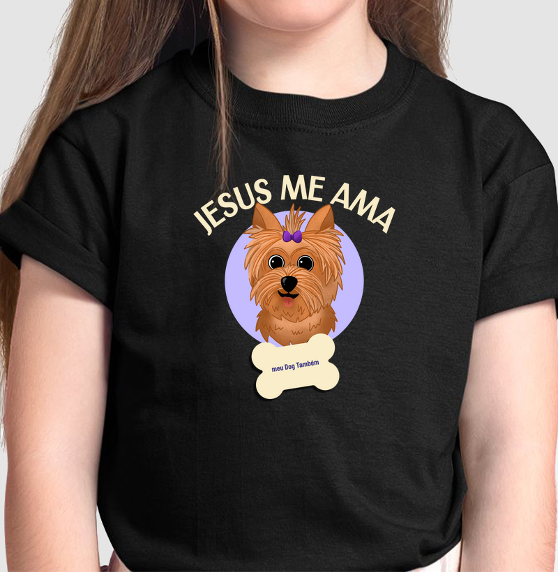 Camiseta Infantil Jesus meu Ama Meu Dog Também