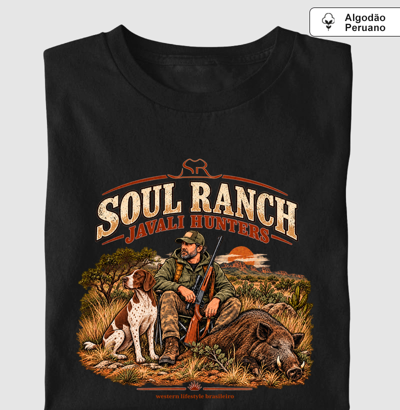 Camiseta Javali Hunters | Rastro - Camiseta Algodão Peruano