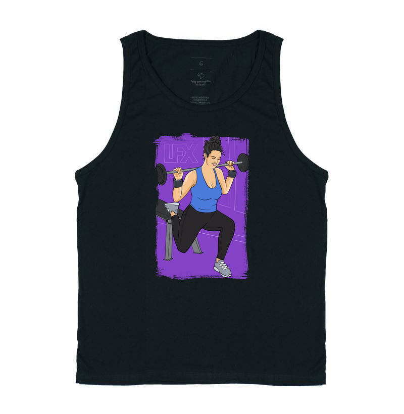 Mulher fazendo agachamento no búlgaro com barra V01