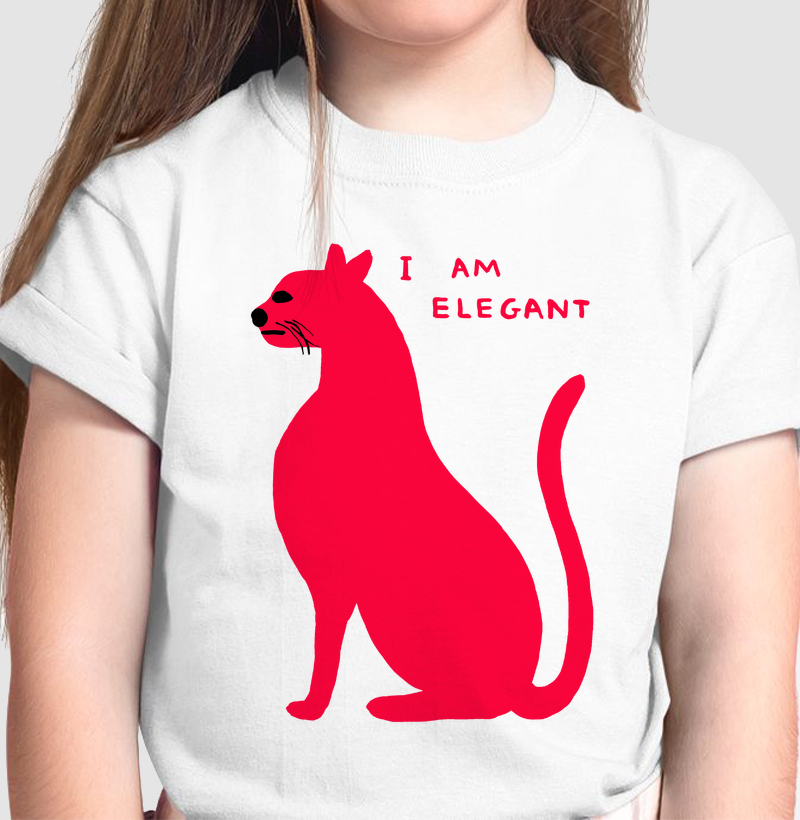Camiseta Infantil Branca Gatinho I Am Elegant 