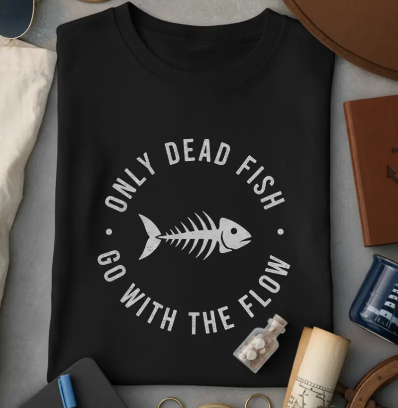 Only Dead Fish go with the flow - Algodão 30.1 