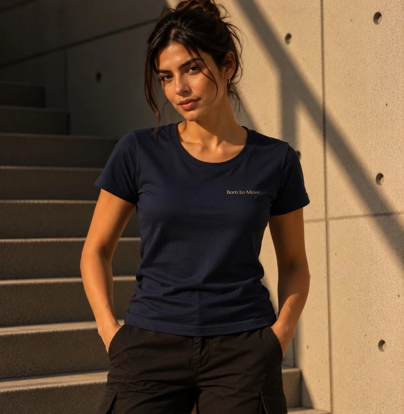 Camiseta Básica Feminina Azul Marinho Born to Move TRM Timeless