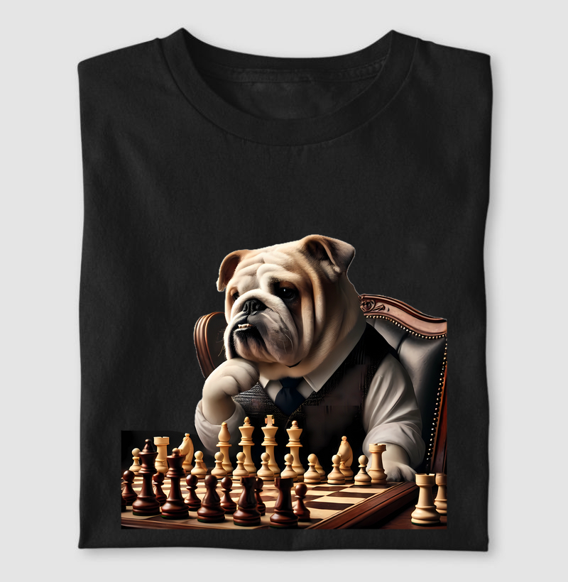 Bulldog jogando xadrez