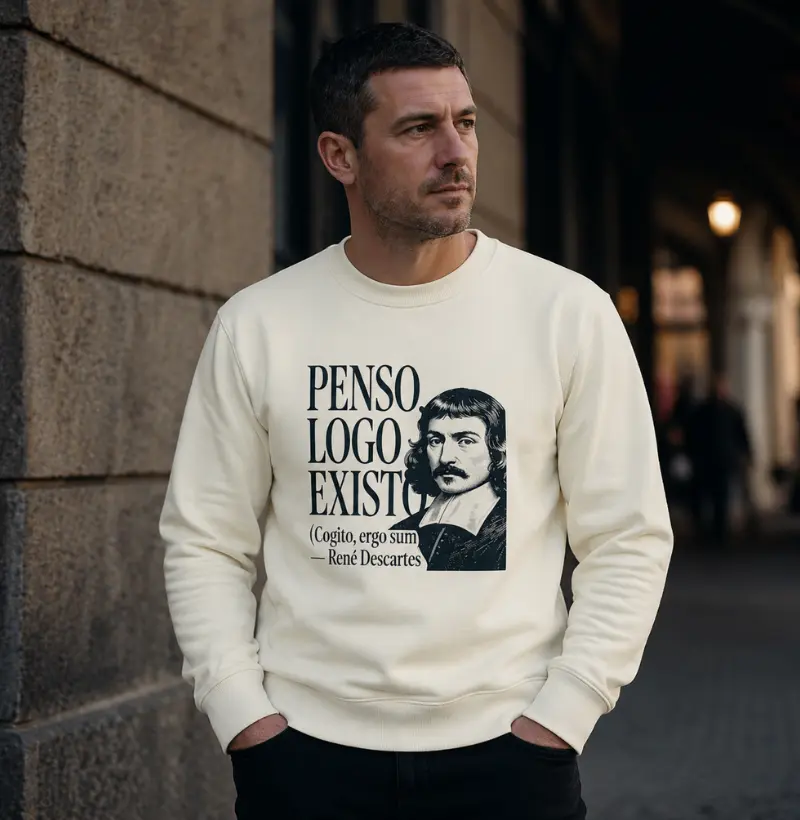 Suéter Moletom de Filosofia "Penso, logo Existo" de René Descartes
