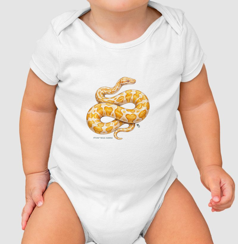 Répteis - Píton-bola albina - Body Infantil - Body Infantil