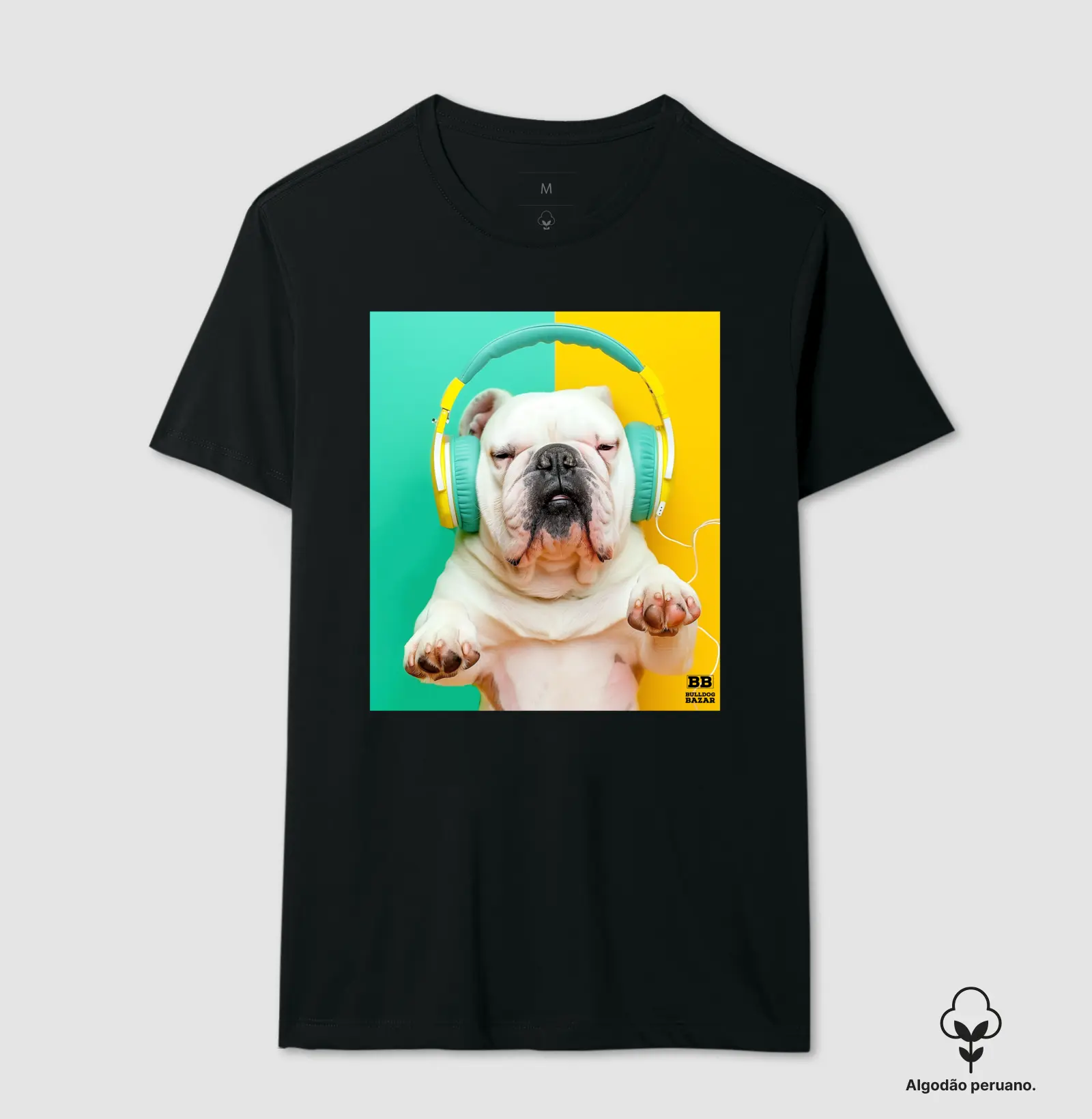 Camiseta Premium Bulldog Ingles "Headphones 2"