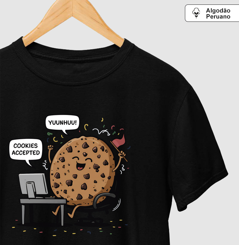 Camiseta Algodão Peruano Cookies Accepted - Camiseta Algodão Peruano