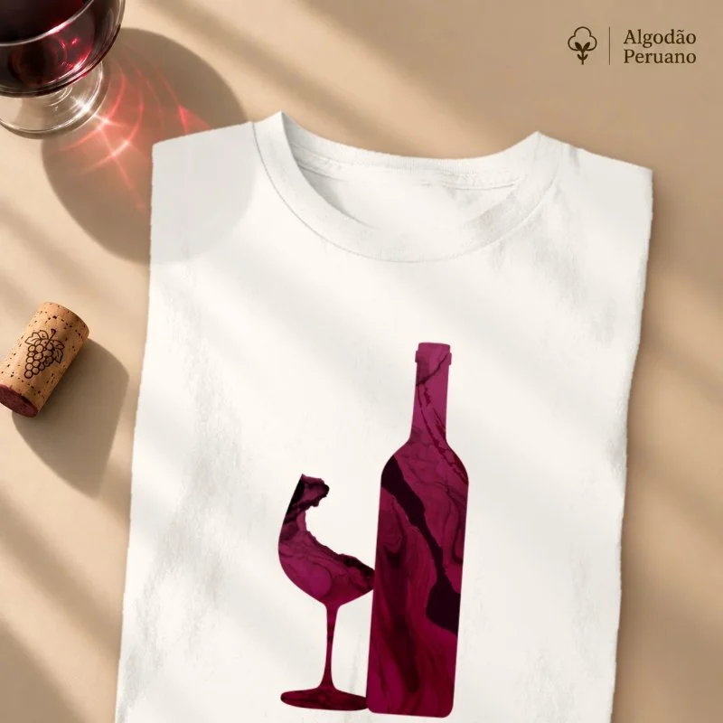 Camiseta Vinho Abstrato - Camiseta Algodão Peruano