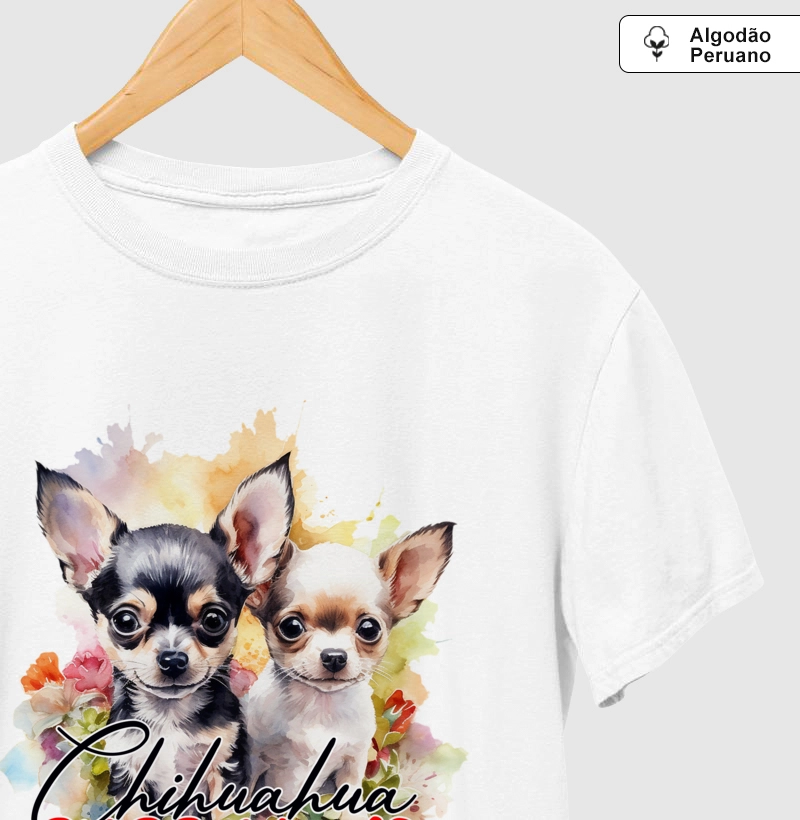 Camiseta Algodão Peruano Chihuahua Puppy Love