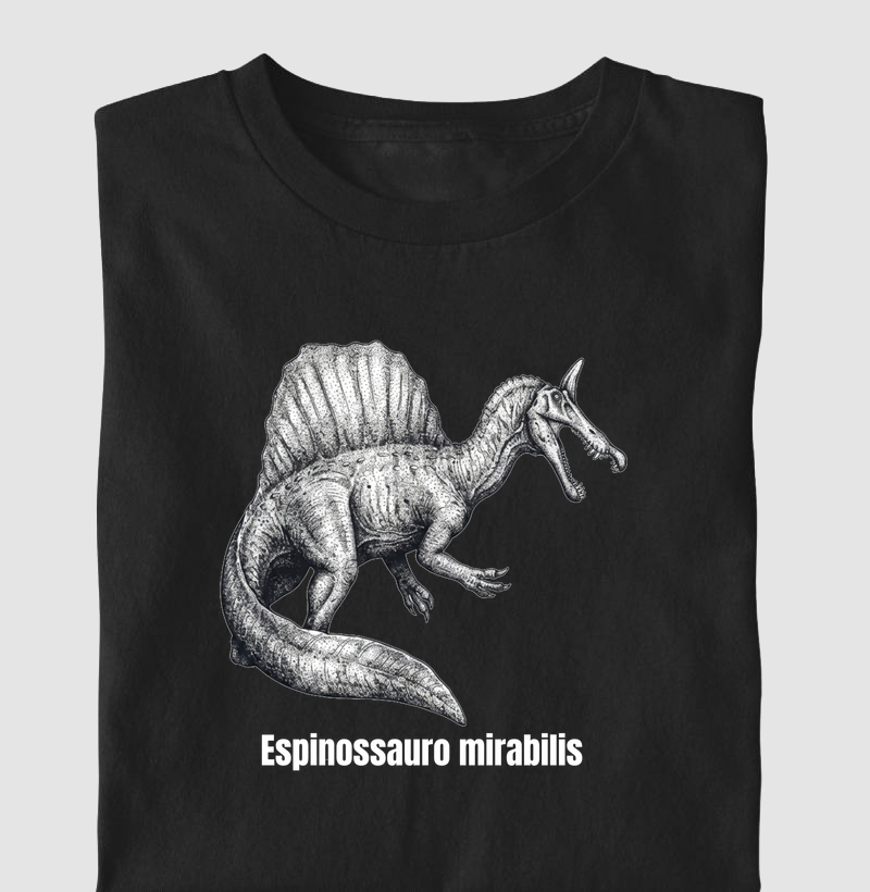 Camiseta Dinossauro Espinossauro Mirabilis Clássico Algodão Premium Dinoloco