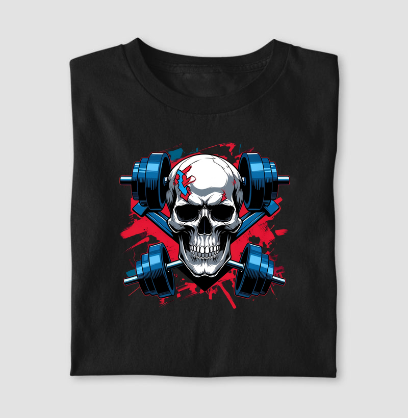 Caveira com barra olímpica