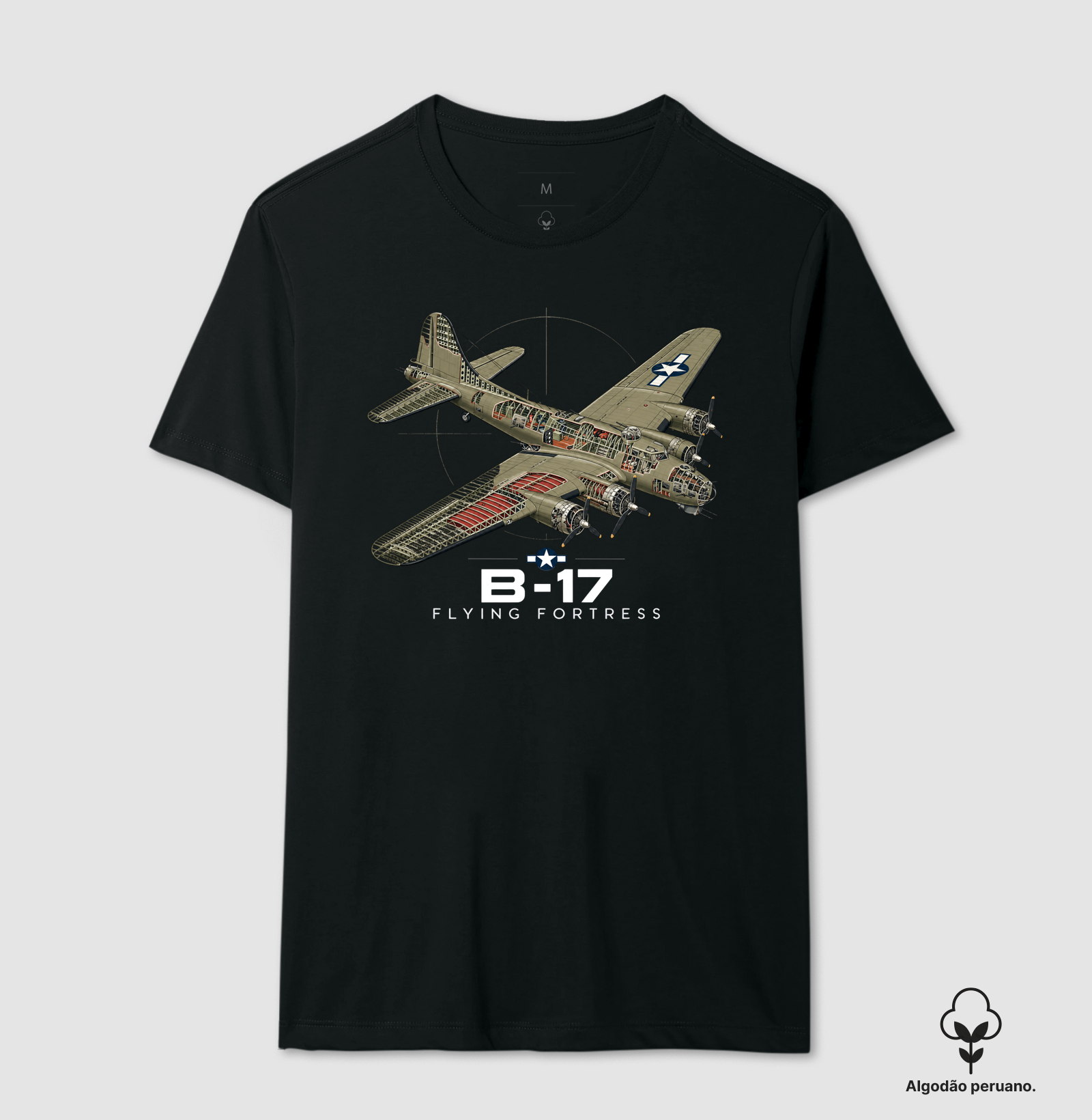 Boeing B-17 | Vintage - Camiseta Algodão Peruano