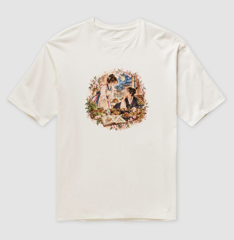 Camiseta Oversized - Sabores do Destino em Aquarela