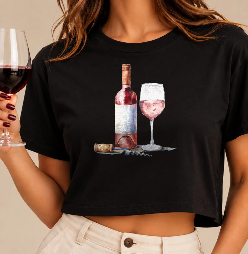 Camiseta Momento do Vinho - Cropped