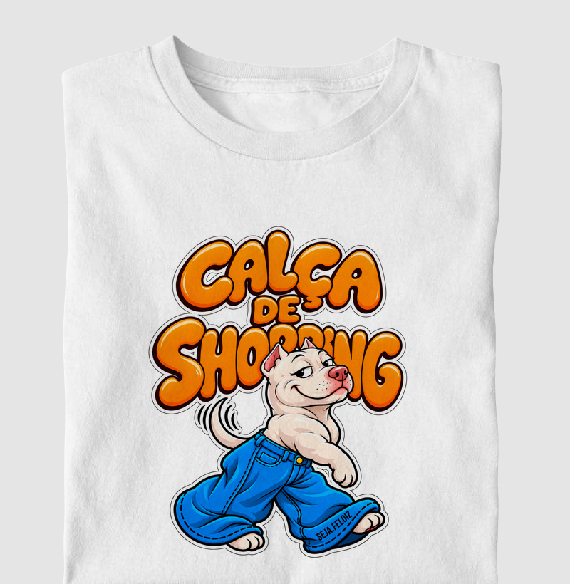 🐾 Calça de Shopping – Pitbull Edition 👖🛍️ - Camiseta Infantil