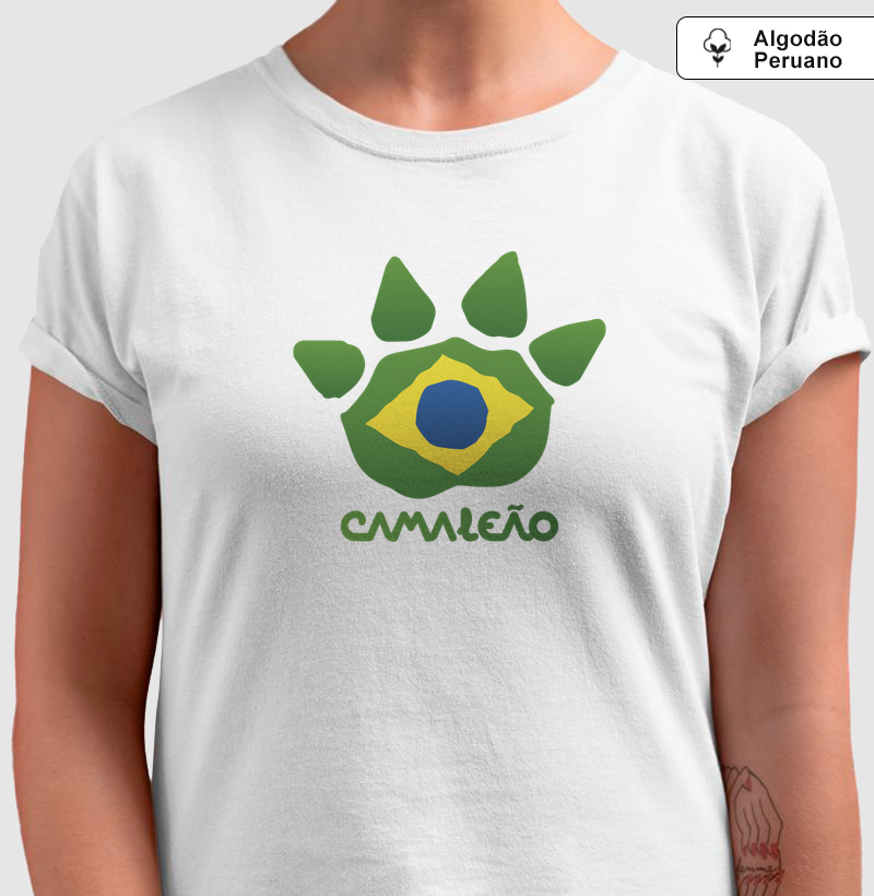 Camiseta Premium Feminina Camaleão - Bandeira do Brasil