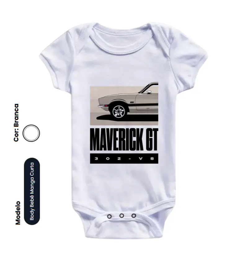 Maverick GT - Body Bebê manga curta