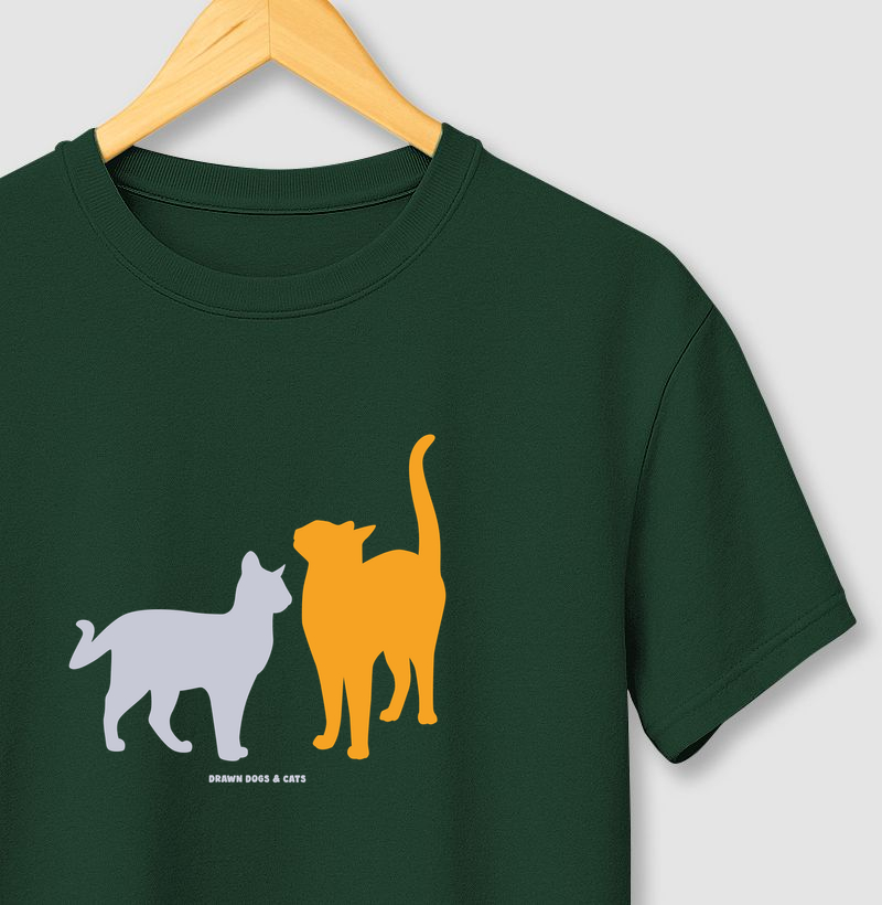 Silhuetas gatos laranja e cinza