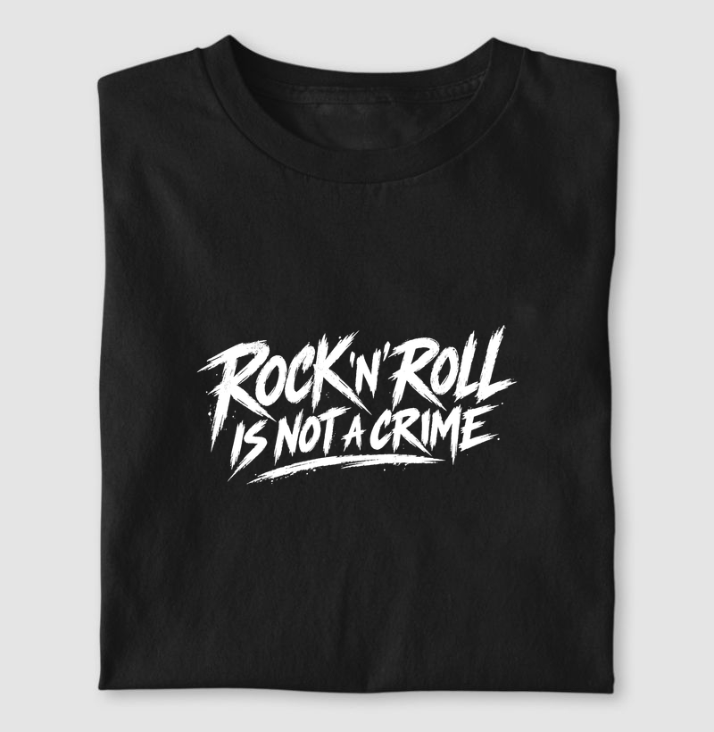 Camiseta Rock ’N’ Roll Is Not a Crime – Estampa Rock Vintage - Camiseta