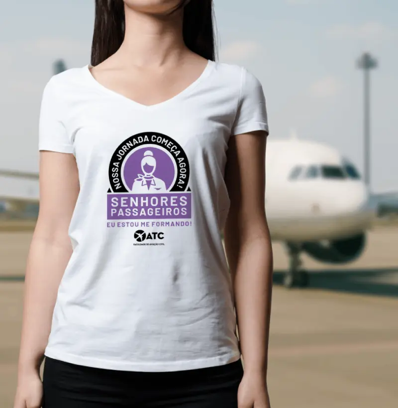 Camiseta Comissários: "Senhores passageiros, eu estou me formando!"