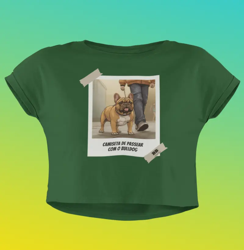 Camiseta Cropped Bulldog Francês "Camiseta de Passear"