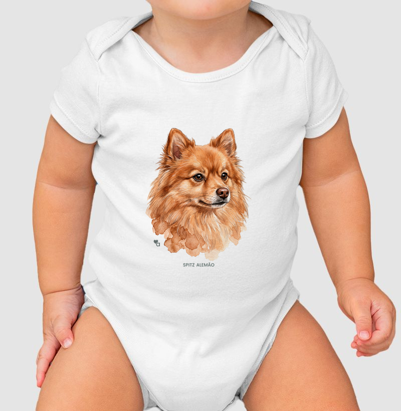 Cães - Spitz Alemão - Body Infantil
