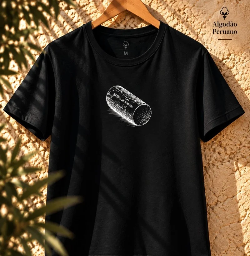 Camiseta Brasil de Vinhos - Rolha - Camiseta Algodão Peruano