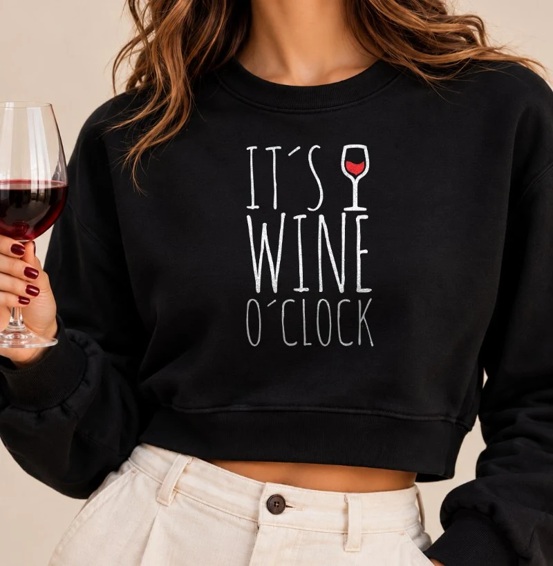 It´s Wine O´Clock - Cropped Moletom