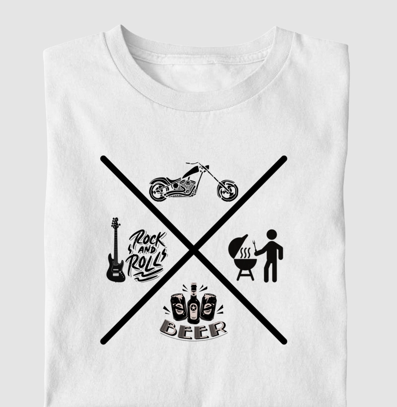 Camiseta Motociclista moto, ceva, churras e rock II