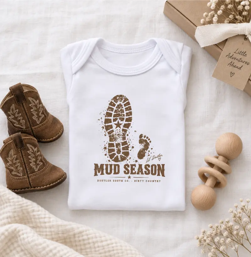 Body Bebê Unissex Mud Season – Lil’ Dustler Country 100% Algodão