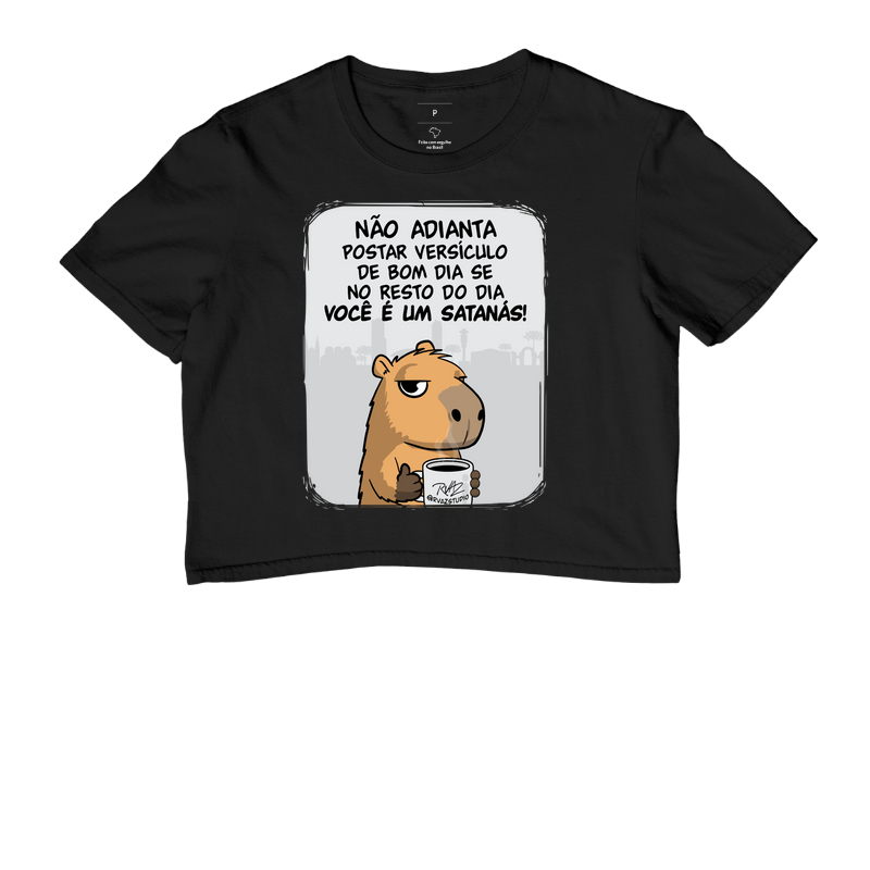 Camiseta Capivara Você é um Satanás - Cropped
