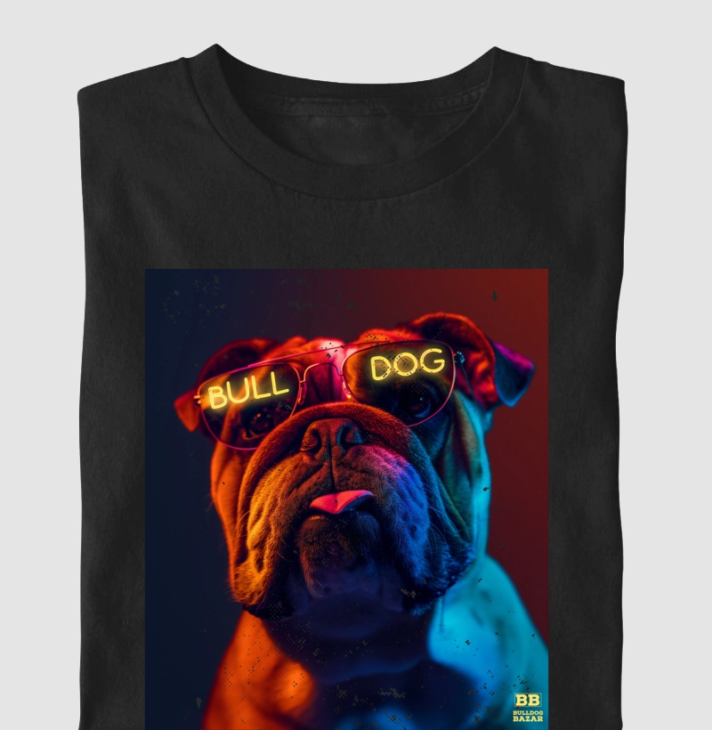 Camiseta Bulldog Ingles "Oculos neon"