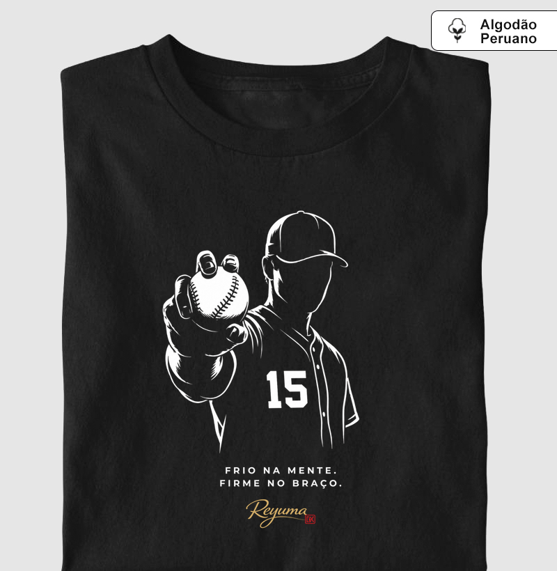 Camiseta Masculina e Feminina de Algodão Peruano Baseball "Frio na Mente" - Pai e Filho