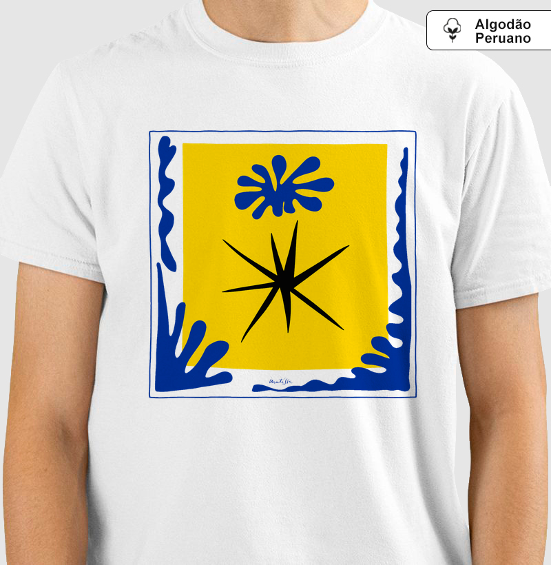 Camiseta Minimalista Henri Matisse Minimal Art Estrelas 1947 Algodão Peruano 