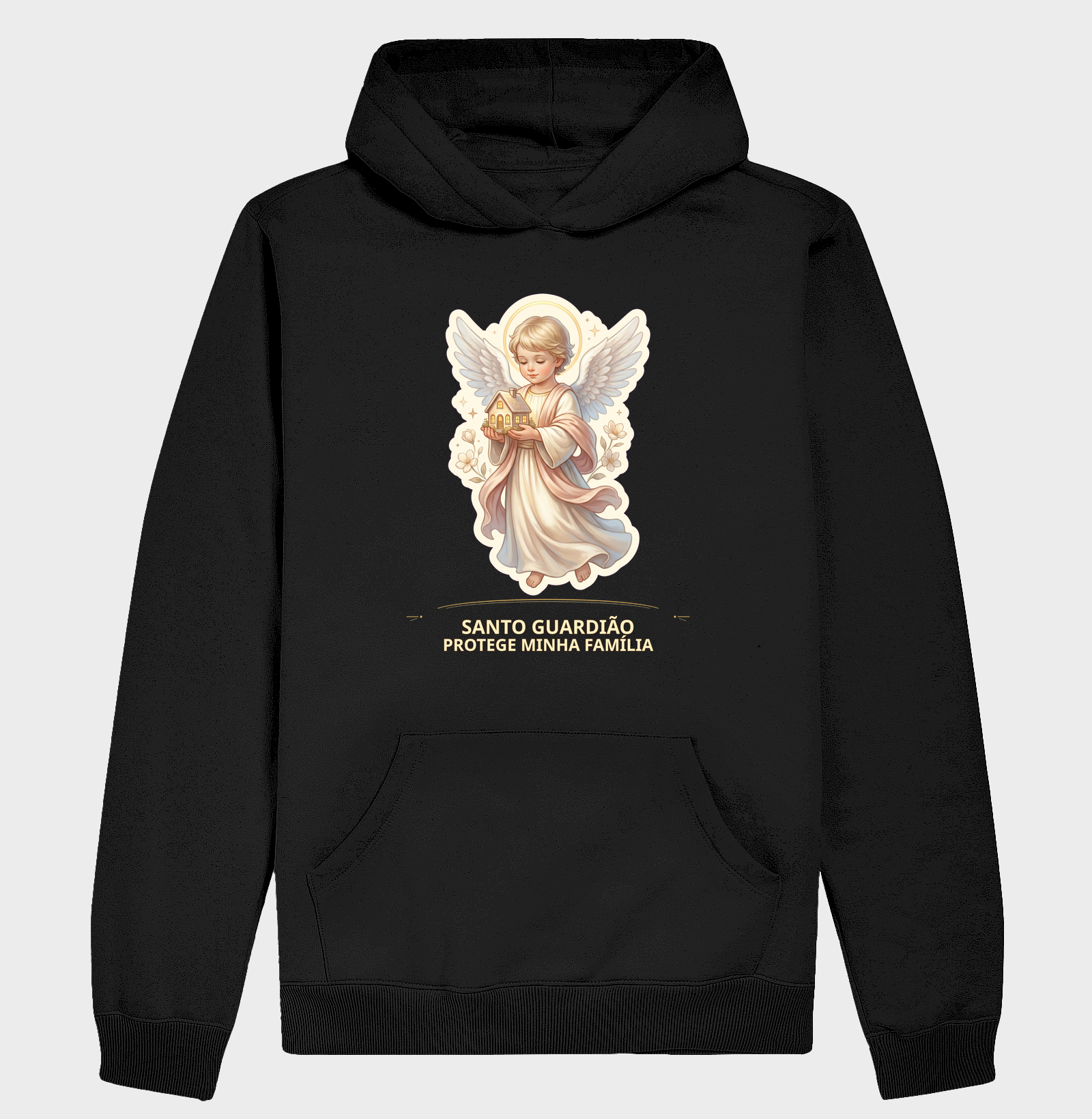 SANTO GUARDIÃO PROTEGE MINHA FAMILIA - Hoodie Moletom