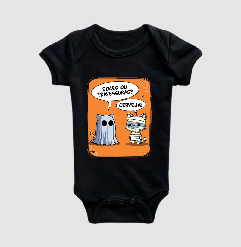 Camiseta Gato Sincero Halloween - Body Infantil