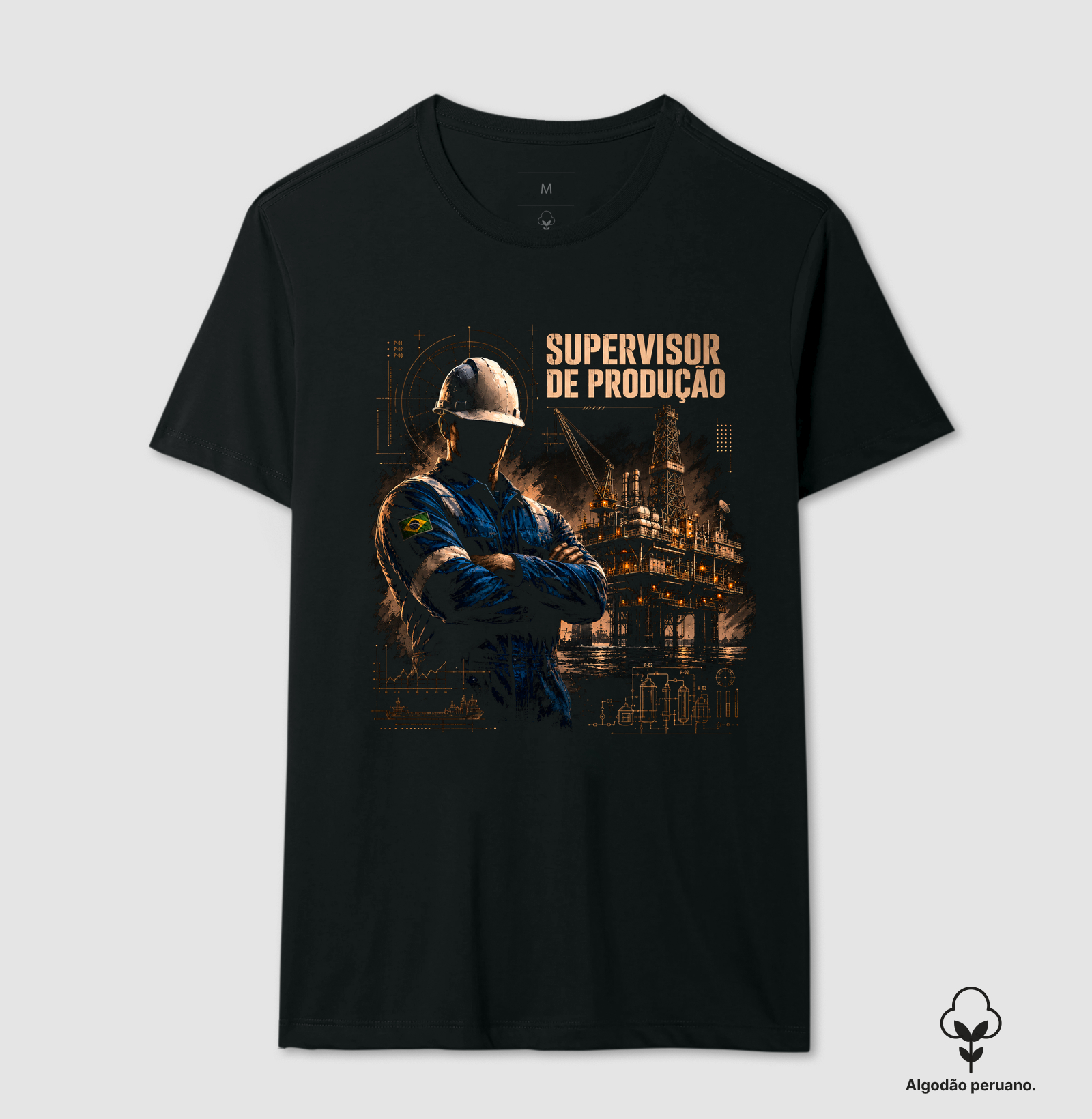 Supervisor de Produção Offshore Hero - Camiseta Algodão Peruano