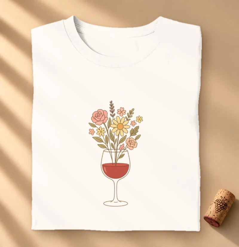Camiseta Wine & Bloom - Camiseta