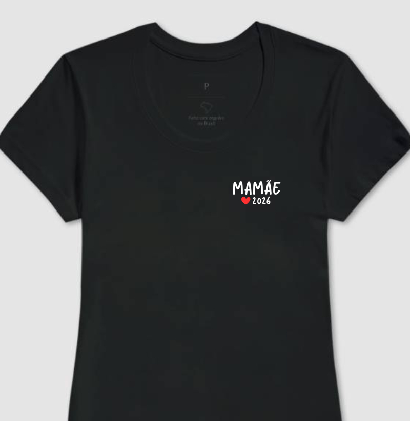Mamãe 2026 - coração vermelho - minimalista
