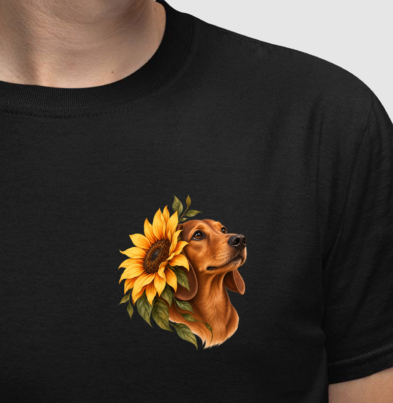Dachshund & Girassol - Camiseta