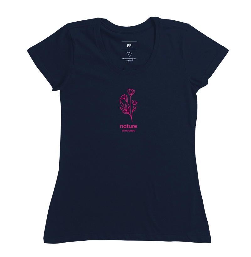 Camiseta Aimobaba Nature feminina azul marinho