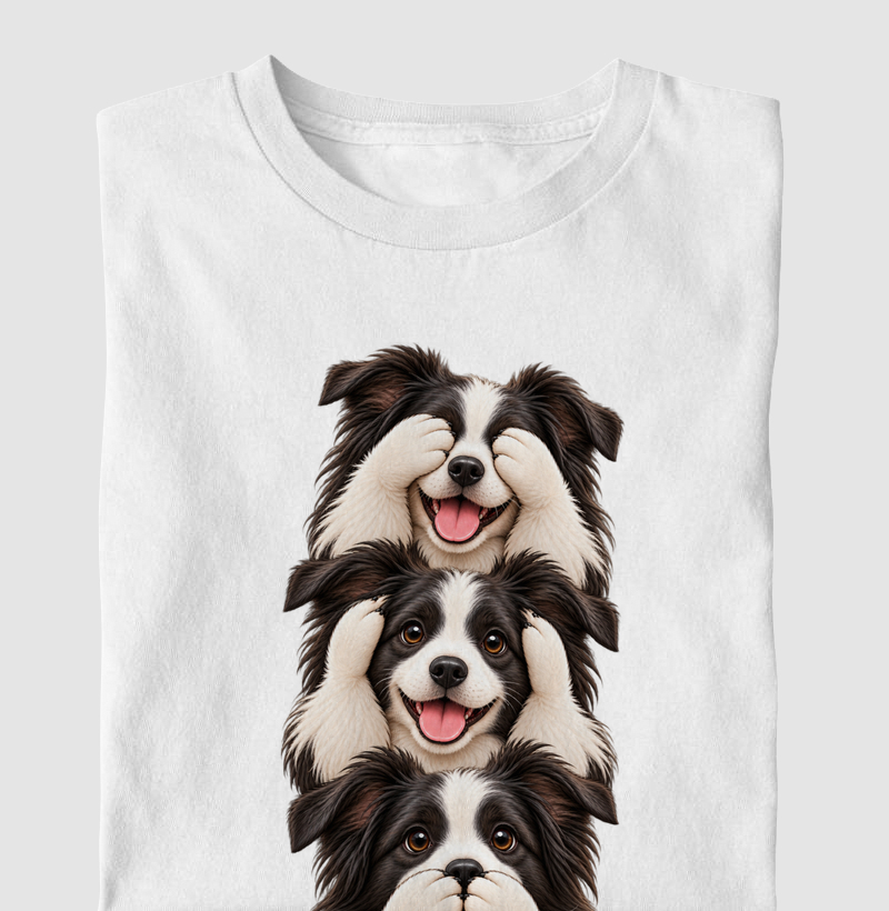 Ver, ouvir e falar Border Collie - Camiseta Infantil