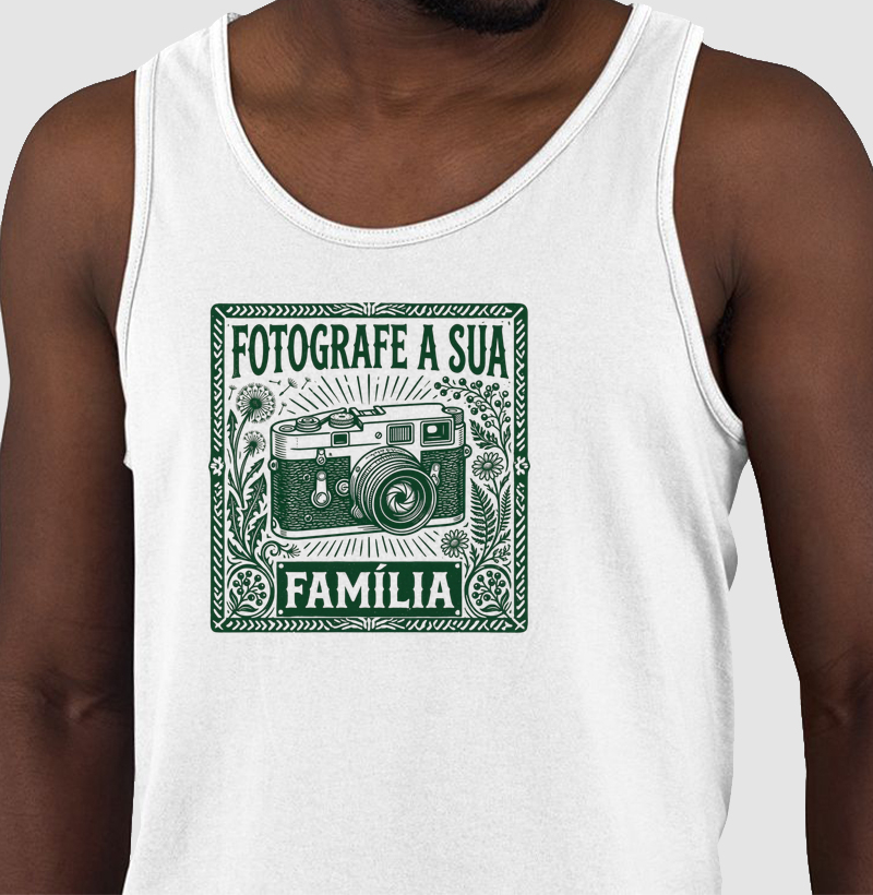 Regata Fotografe a sua família - Algodão Premium - ilustração verde