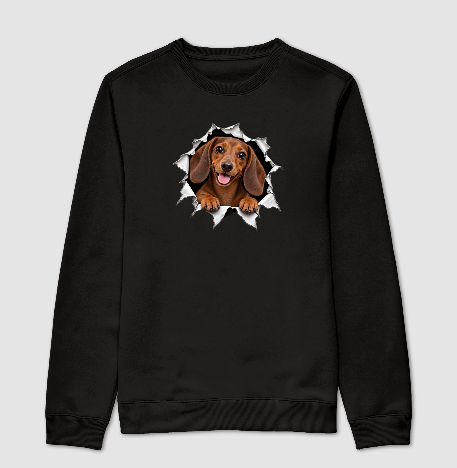 Dachshund Saindo Pelo Rasgo - Suéter Moletom