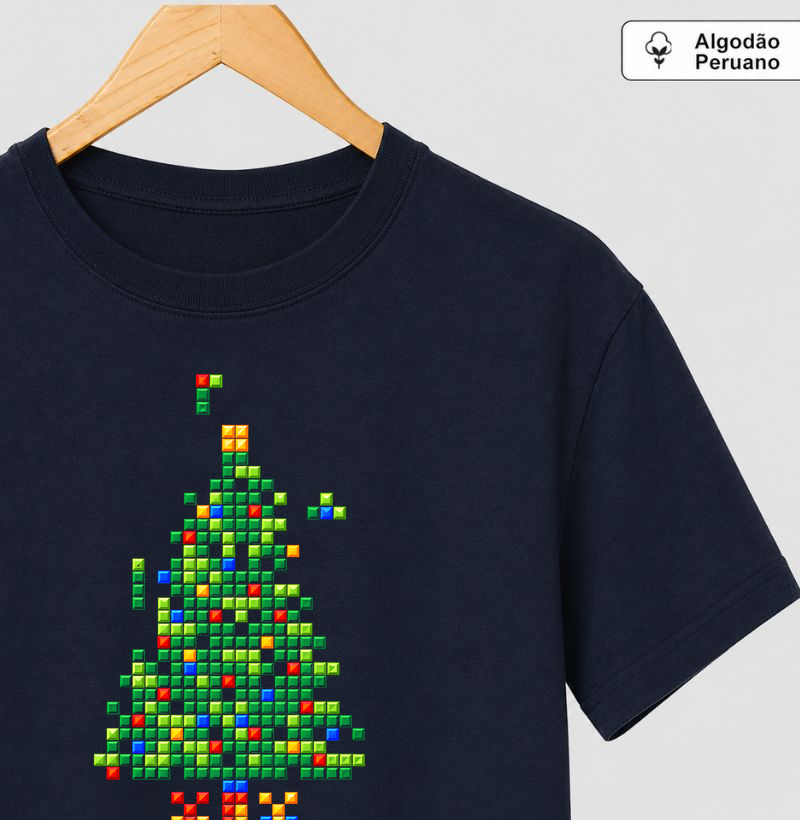 Tree-tris de Natal - Camiseta Algodão Peruano