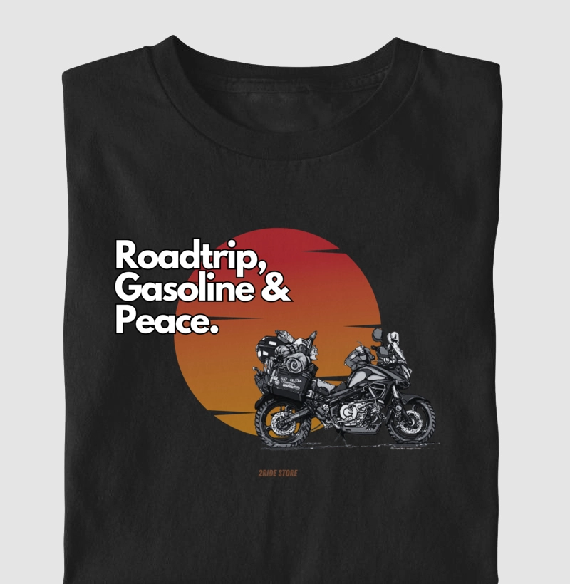 Camiseta Motociclista mototrip, gasoline & peace