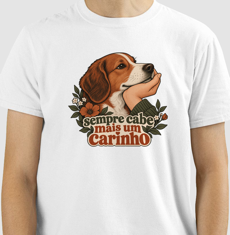 Camiseta Cachorro Carinho "sempre cabe mais um carinho" | Pelo & Pano