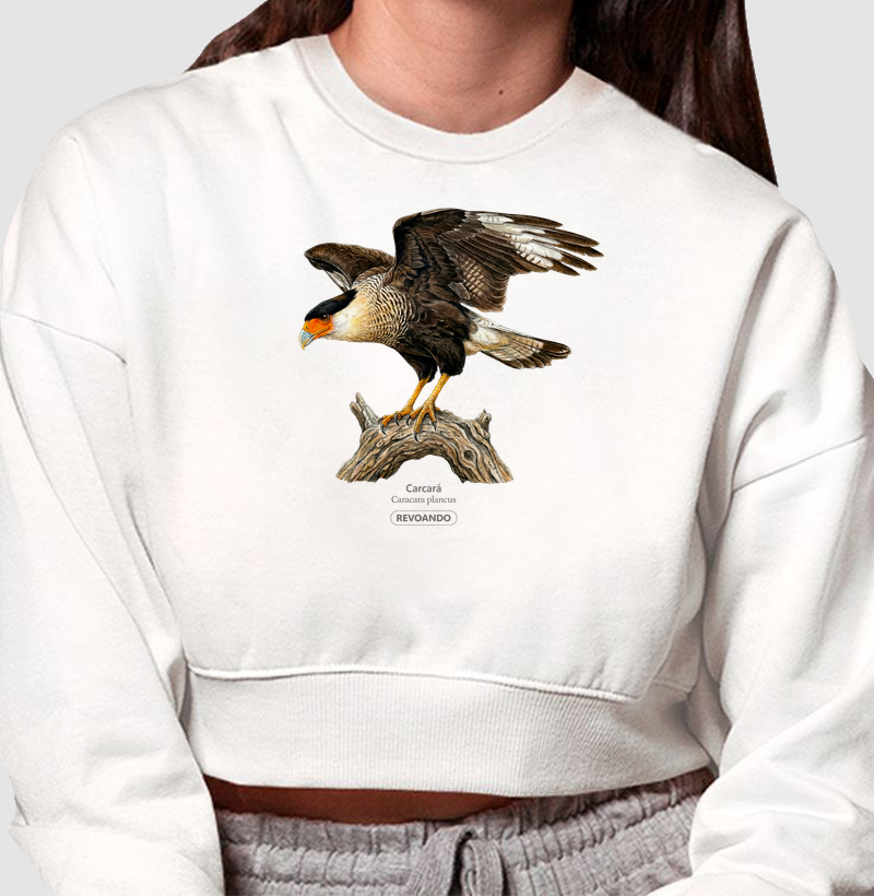 Traços Alados - Carcará - Moletom Cropped