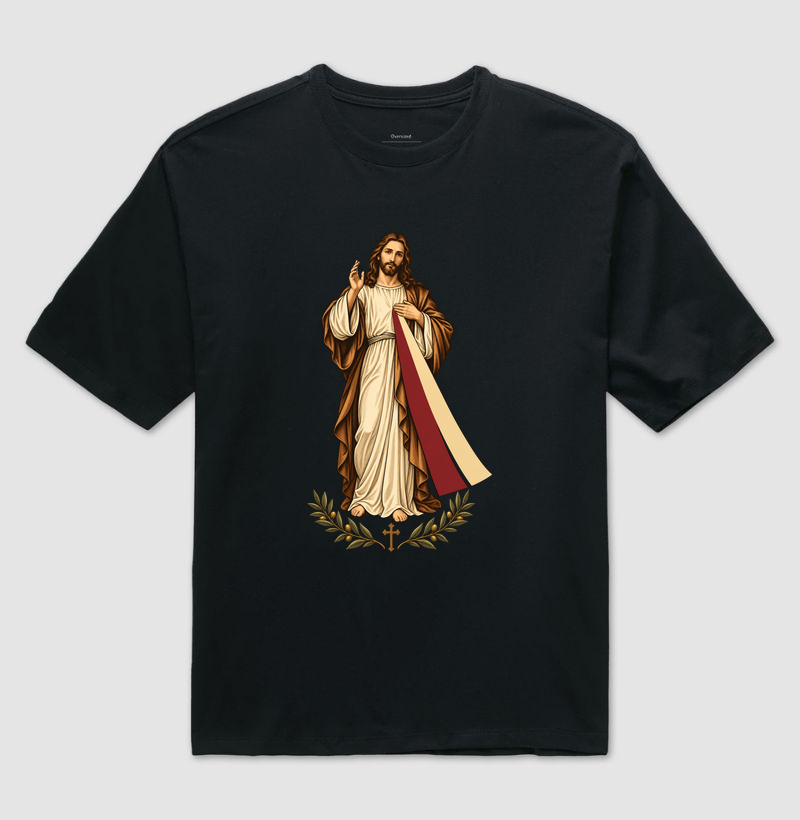  Jesus Misericordioso - Cristo Vivo - Camiseta Oversized
