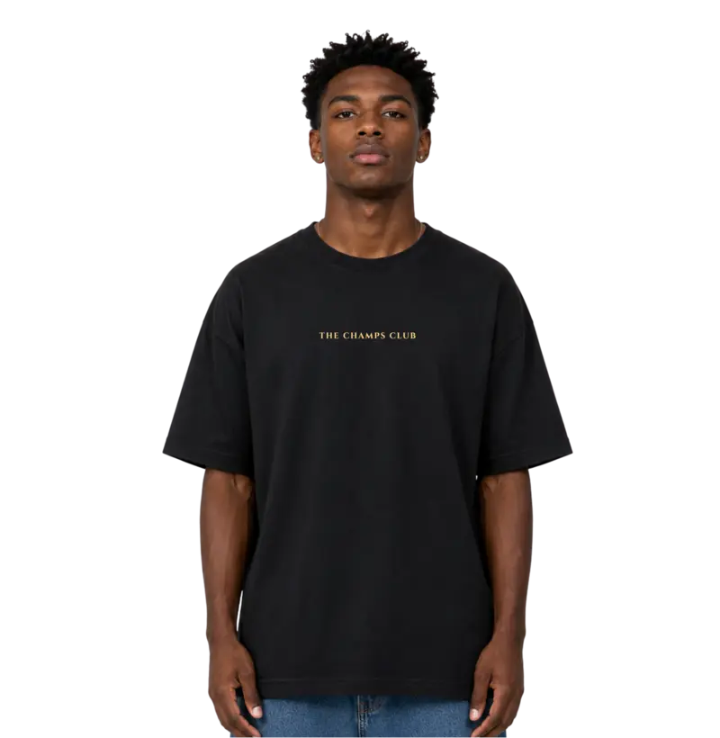 Camiseta Oversized Unissex Preta Signature Gold